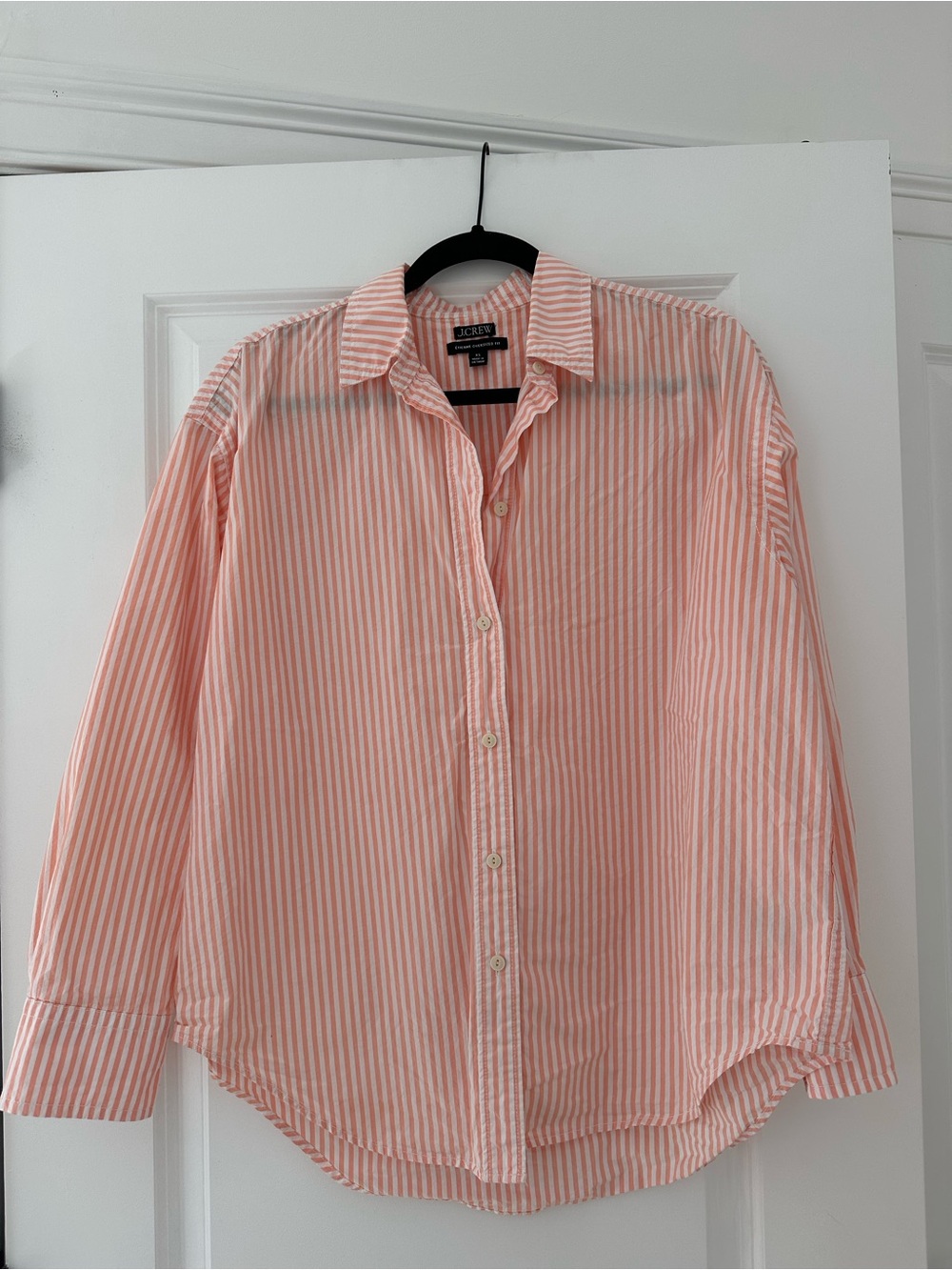 J.Crew Etienne Oversized Buttondown shirt | Pink & White Stripe | XS
